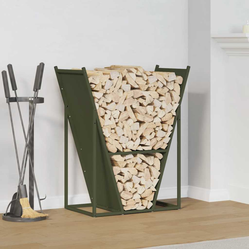 Brennholzregal Olivgrün 69,5x35x81 cm Kaltgewalzter Stahl