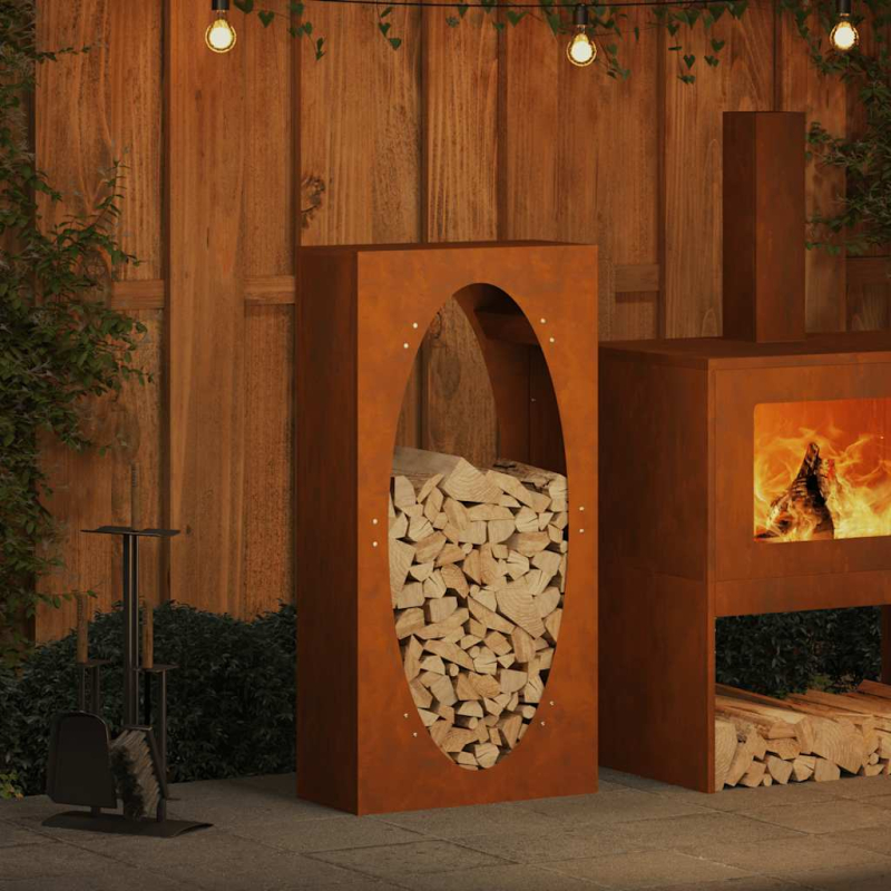 Brennholzregal 50x23x100 cm Wetterfester Stahl