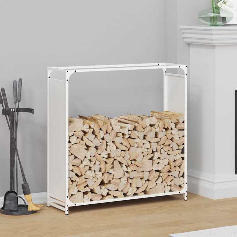 Brennholzregal Weiß 90x28x90 cm Kaltgewalzter Stahl