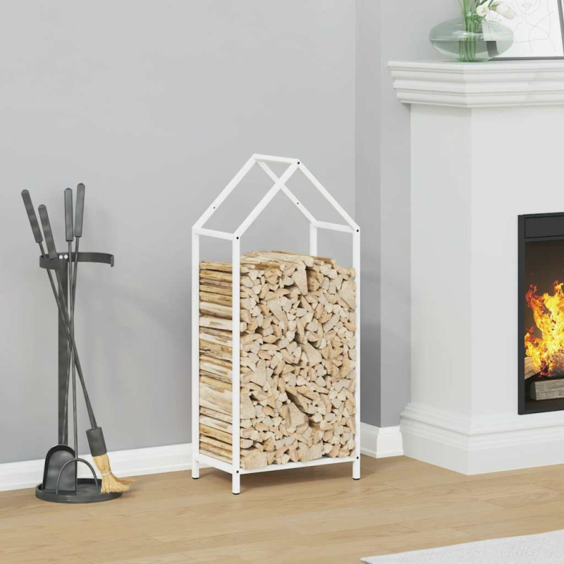 Brennholzregal Weiß 40x25x90 cm Kaltgewalzter Stahl