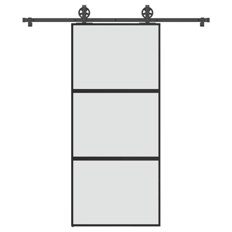 Schiebetür mit Beschlag 90x205 cm Hartglas & Aluminium