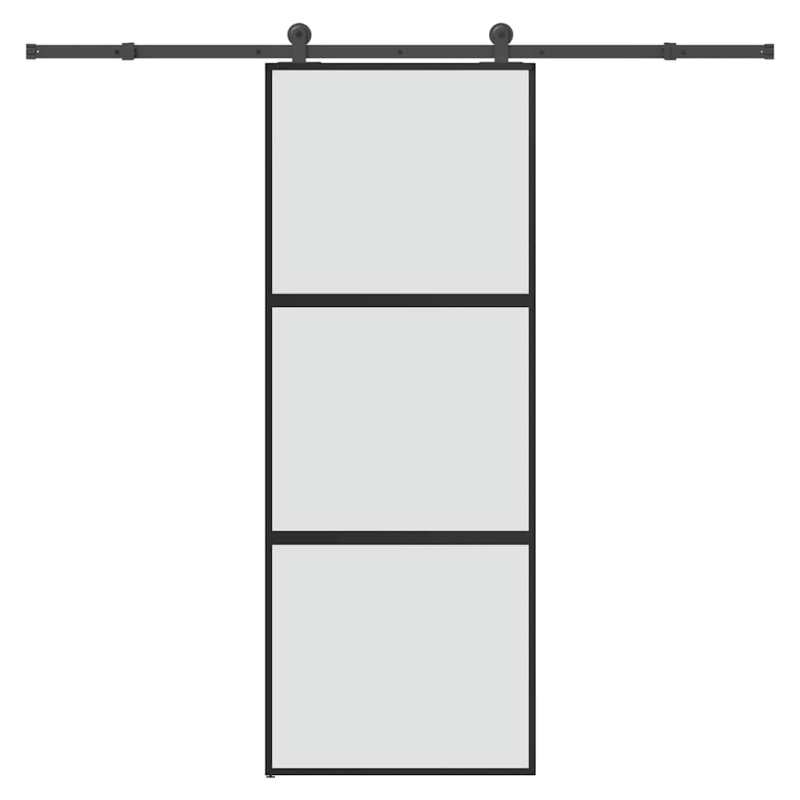 Schiebetür mit Beschlag 76x205 cm Hartglas & Aluminium