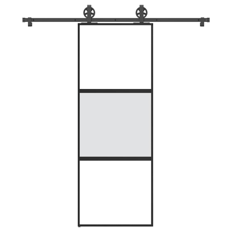 Schiebetür mit Beschlag 76x205 cm Hartglas & Aluminium