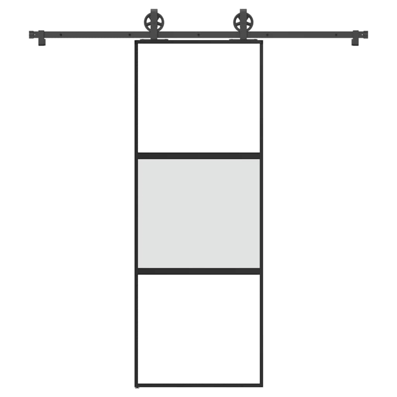 Schiebetür mit Beschlag 76x205 cm Hartglas & Aluminium