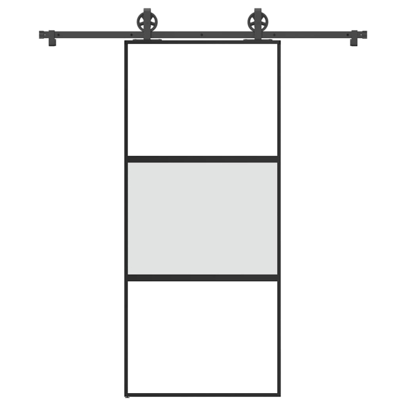 Schiebetür mit Beschlag 90x205 cm Hartglas & Aluminium