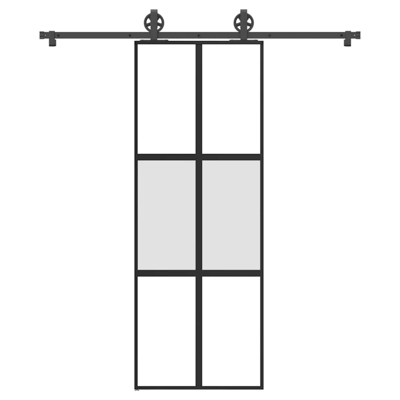 Schiebetür mit Beschlag 76x205 cm Hartglas & Aluminium