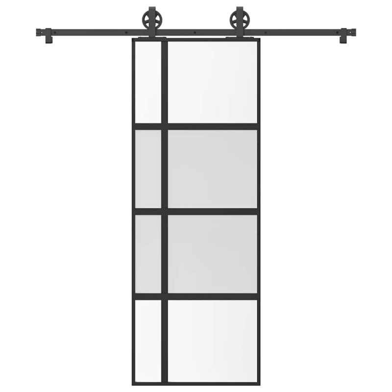 Schiebetür mit Beschlag 76x205 cm Hartglas & Aluminium