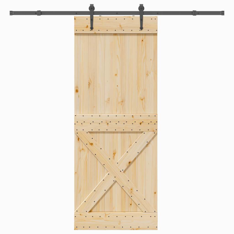 Schiebetür mit Beschlag 90x210 cm Massivholz Kiefer