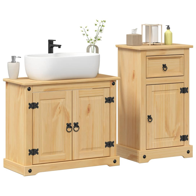 2-teiliges Badmöbel-Set Corona Massivholz Kiefer