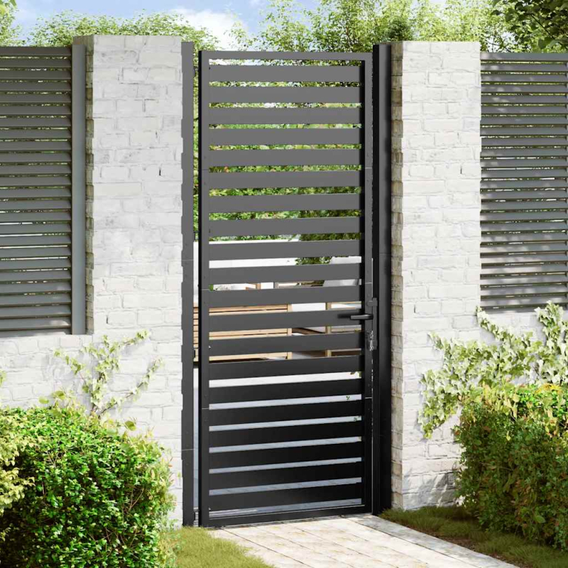 Gartentor Abschließbar Schwarz 100x200 cm Aluminium