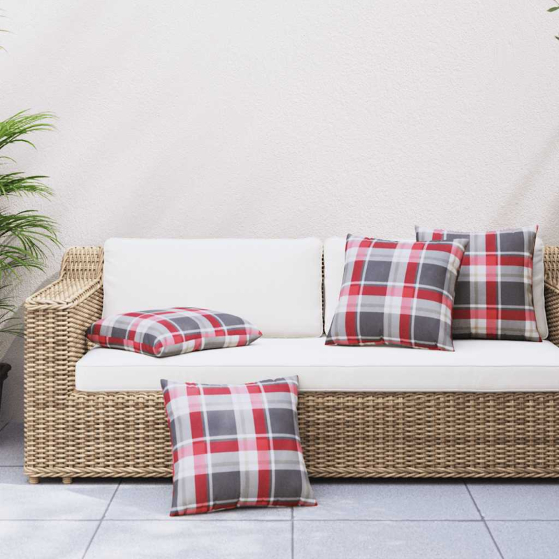 Sofakissen 4 Stk. Rot Karomuster 40x40 cm Stoff