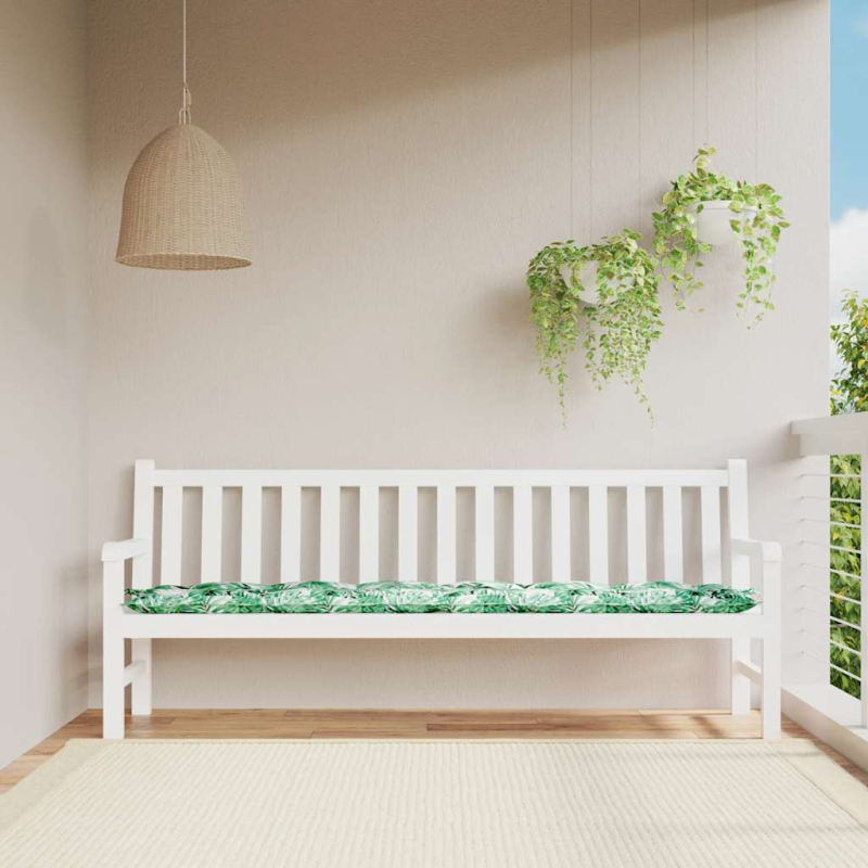 Gartenbank-Auflage Blattmuster 200x50x7 cm Oxford-Gewebe
