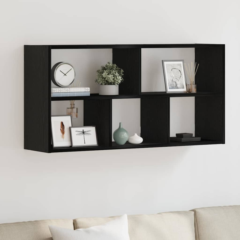 Wandregal Schwarz Eichen-Optik 100x25x50 cm Holzwerkstoff