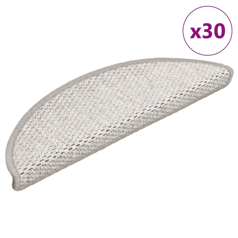 Stufenmatten Selbstklebend Sisal-Optik 30Stk. 56x17x3cm Platina