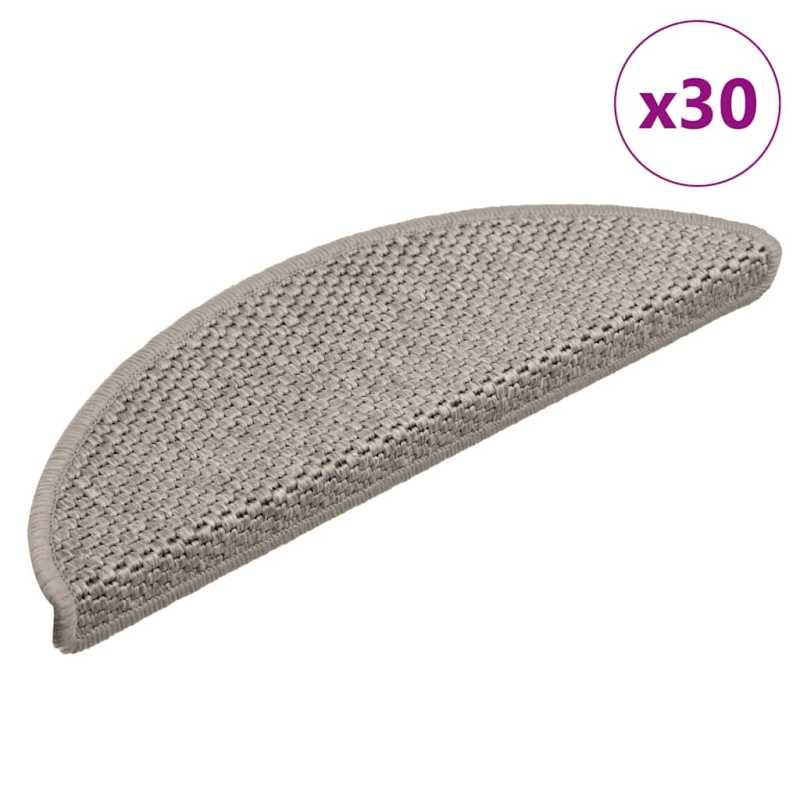 Stufenmatten Selbstklebend Sisal-Optik 30Stk. 56x17x3cm Silbern