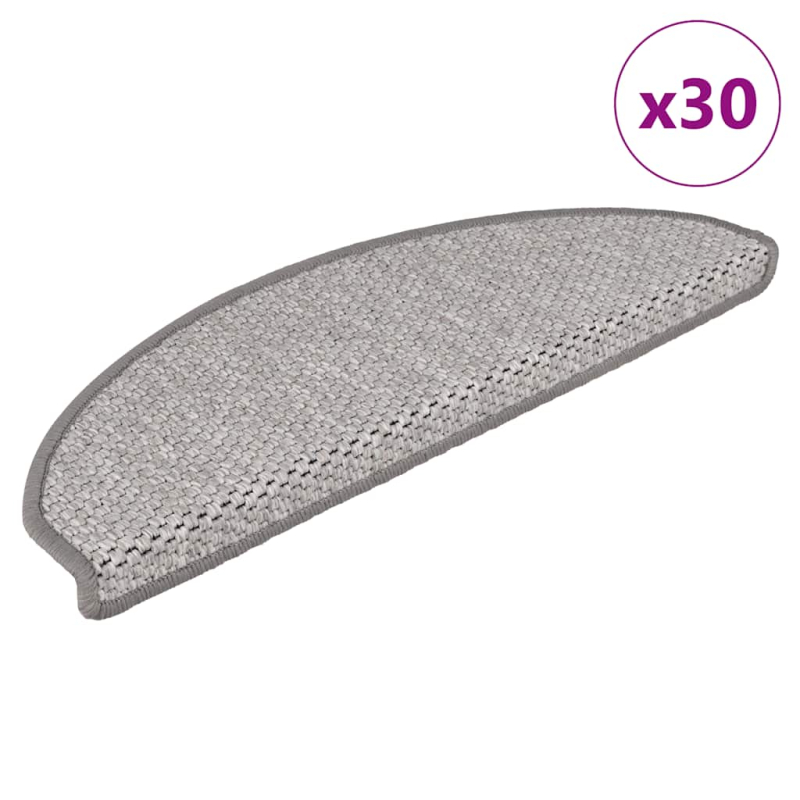 Stufenmatten Selbstklebend Sisal-Optik 30Stk. 65x21x4cm Platina