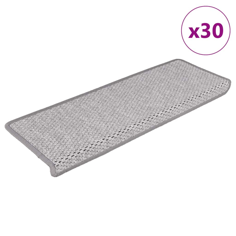 Stufenmatten Selbstklebend Sisal-Optik 30Stk. 65x21x4cm Platina