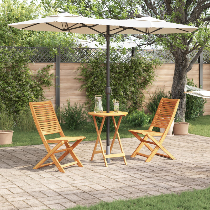 3-teiliges klappbares Bistro-Set aus massivem Akazienholz