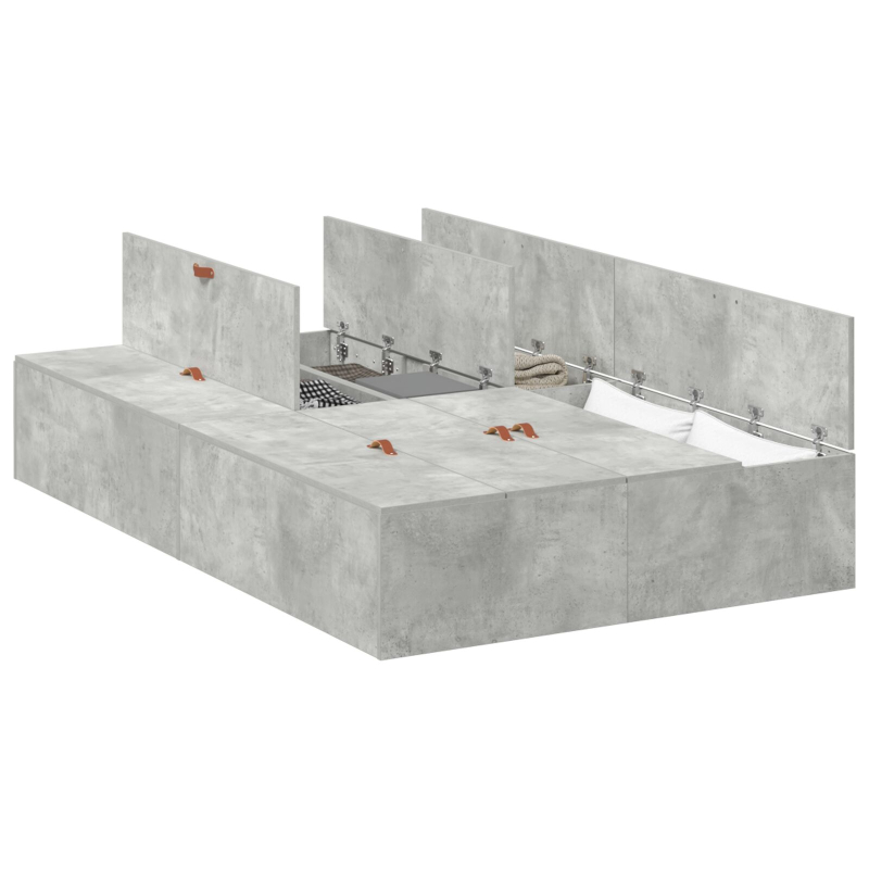 Aufbewahrungsbettgestell Beton Grau 120x190 cm