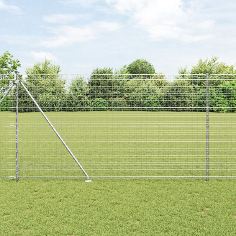 Drahtzaun mit 13 Spitzenpfosten 1,5x25 m verzinkter Stahl