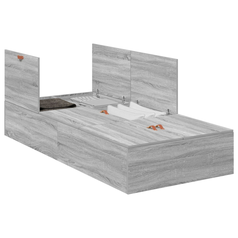 Aufbewahrungsbettgestell Grau Sonoma 80x200 cm