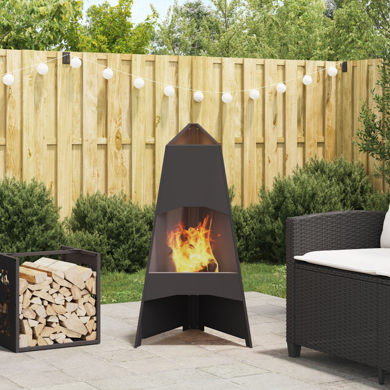 Feuerstelle Pyramid Schwarz 50x45x95 cm Stahl