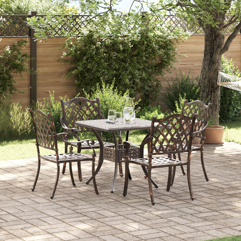 5-teiliges Garten-Esszimmer-Set aus Gussaluminium
