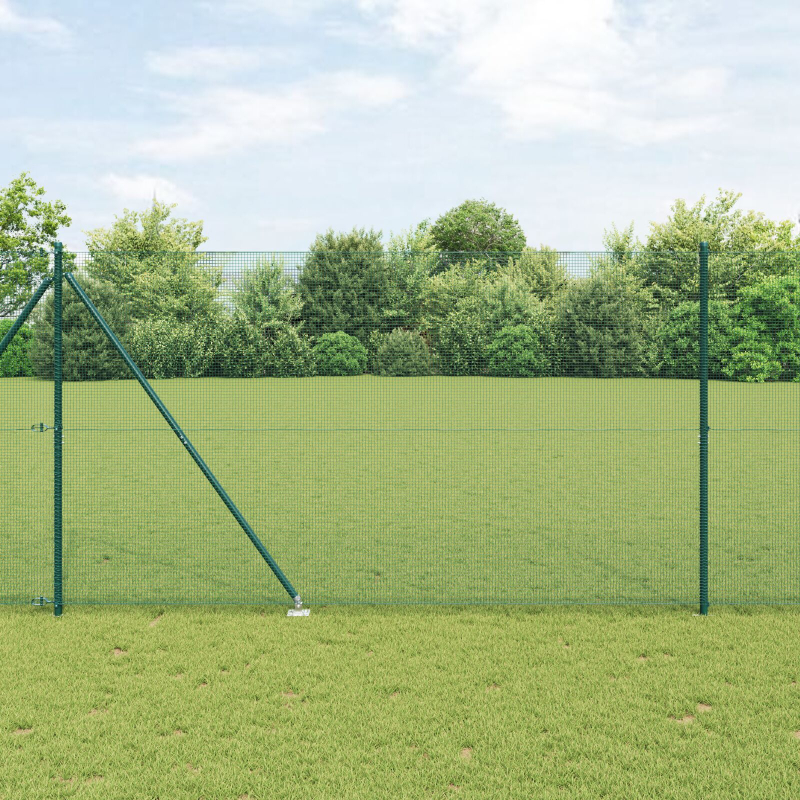 geschweißter Drahtzaun mit 13 Spike-Posten Grün 1,5x25 m Stahl