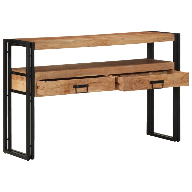 Beistelltische Schwarz 120x33x75 cm aus massivem Akazienholz und Metall