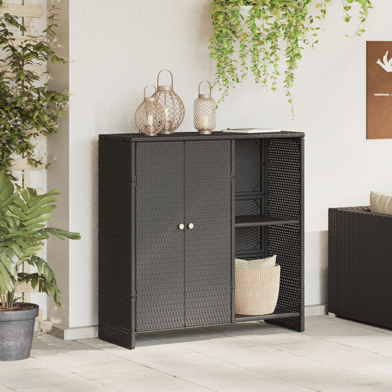 Aufbewahrungsschrank Schwarz 100x36x102 cm Rattan
