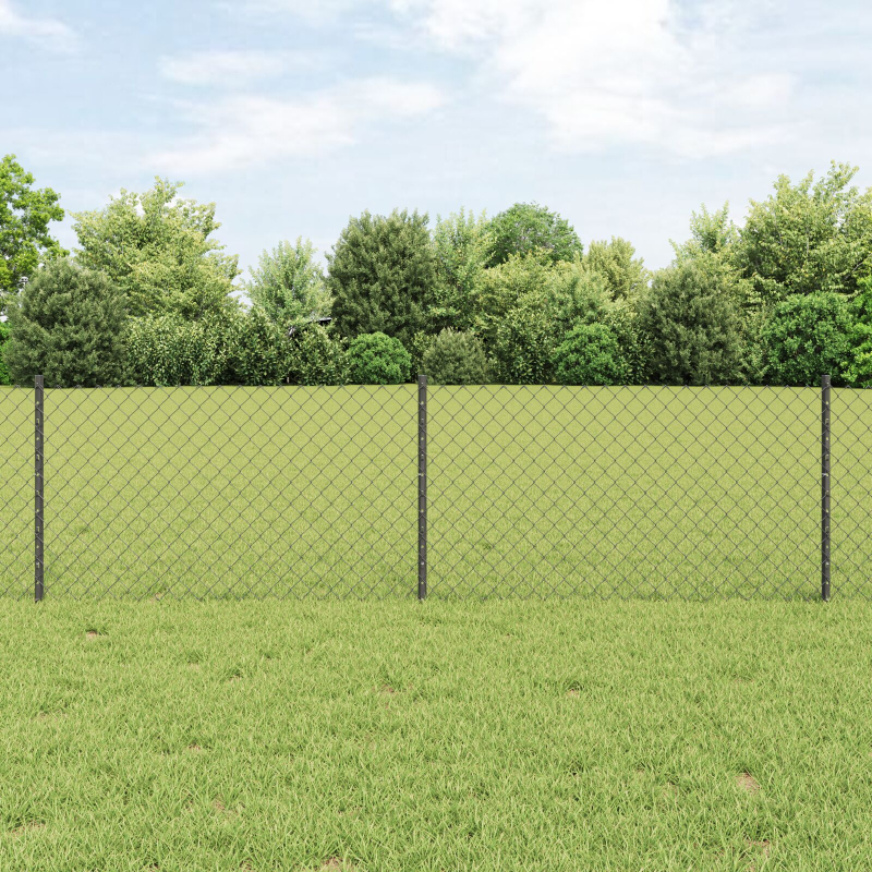 Drahtzaun mit 10 U-Pfosten Grau 0,6x10 m Stahl