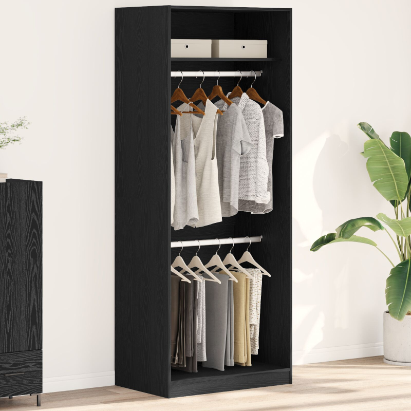 Kleiderschrank Schwarz Eiche 80x50x200 cm Holzwerkstoff