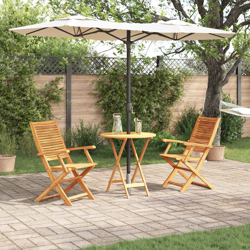 3-teiliges Klapp-Bistro-Set aus massivem Akazienholz