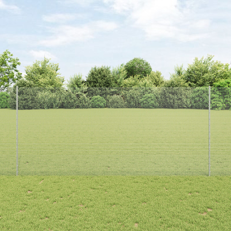 Schweißdrahtzaun mit 22 U-Pfosten Grau 1.4x25 m Stahl