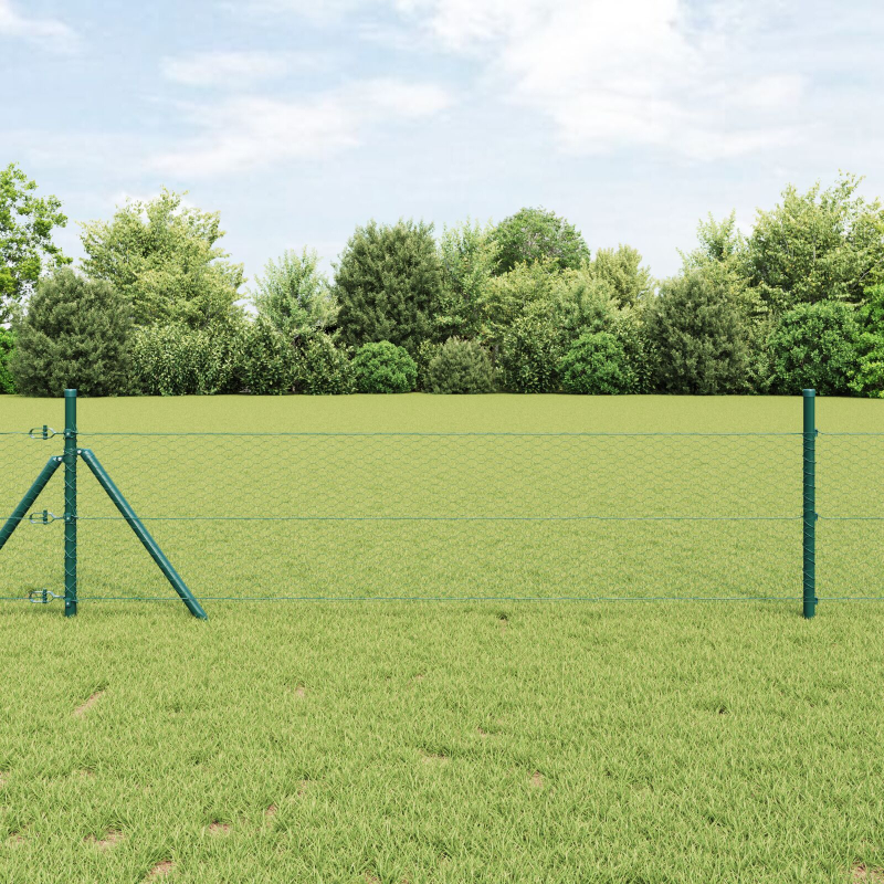 Zaunset Set aus 2 Waldgrün Pulverbeschichteter Stahl 25 x 0,5 m