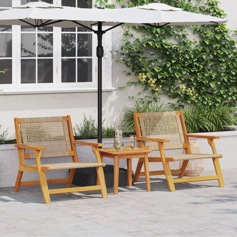 Gartenstühle 2 Stück Beige 76x67x73,5 cm Massivholz Akazie
