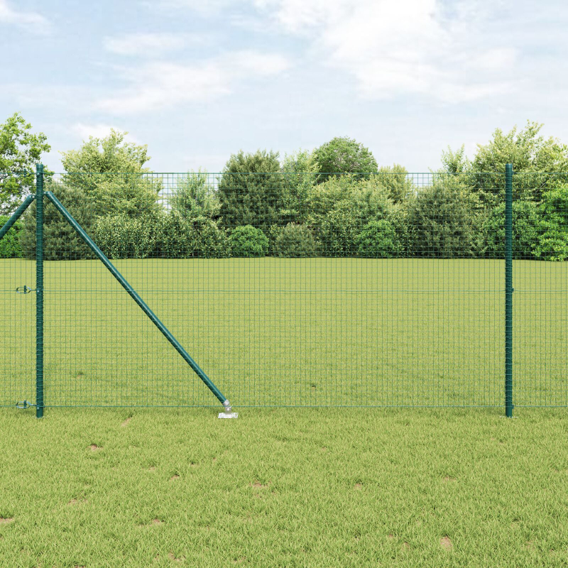 Geschweißter Drahtzaun mit 13 Erdspikes Grün 1x50 m Stahl