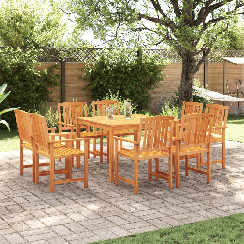 9-teiliges Garten-Dining-Set aus massivem Akazienholz