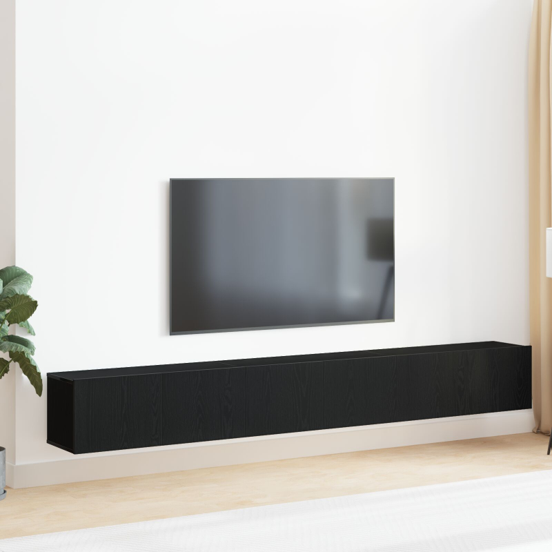 3-teilige TV-Cabinet-Set Schwarz aus Holzwerkstoff