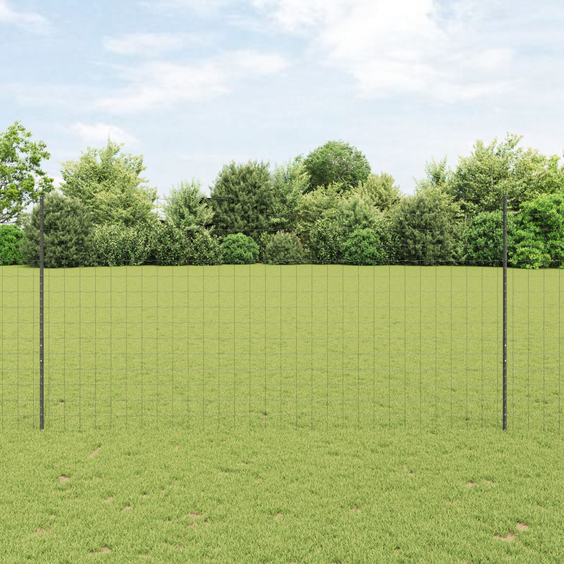 Eurozaun mit 10 U-Posten Grau 1,5x10 m Stahl