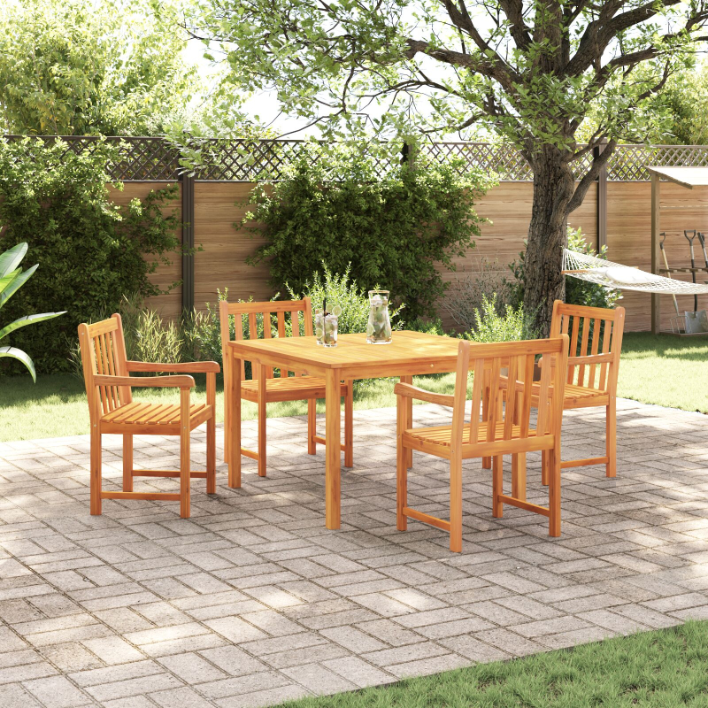 5-teiliges Garten-Esszimmer-Set aus solidem Akazienholz