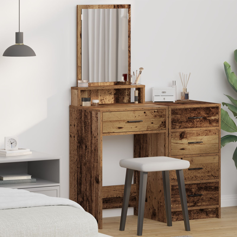 Schminktisch mit Schubladen aus altem Holz 50x41x140 cm