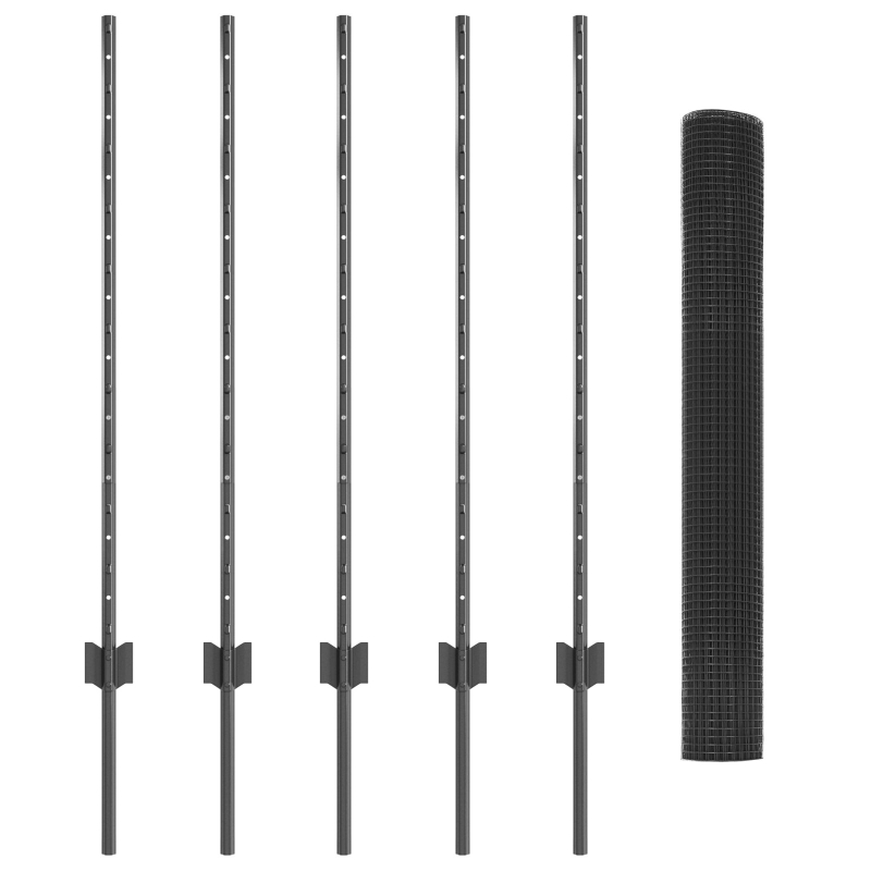 Gartenzaun Set Set aus 2 Grau Kunststoffbeschichtetes Metall