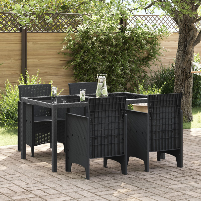 Gartenstühle 4-teilig Anthrazit Poly Rattan