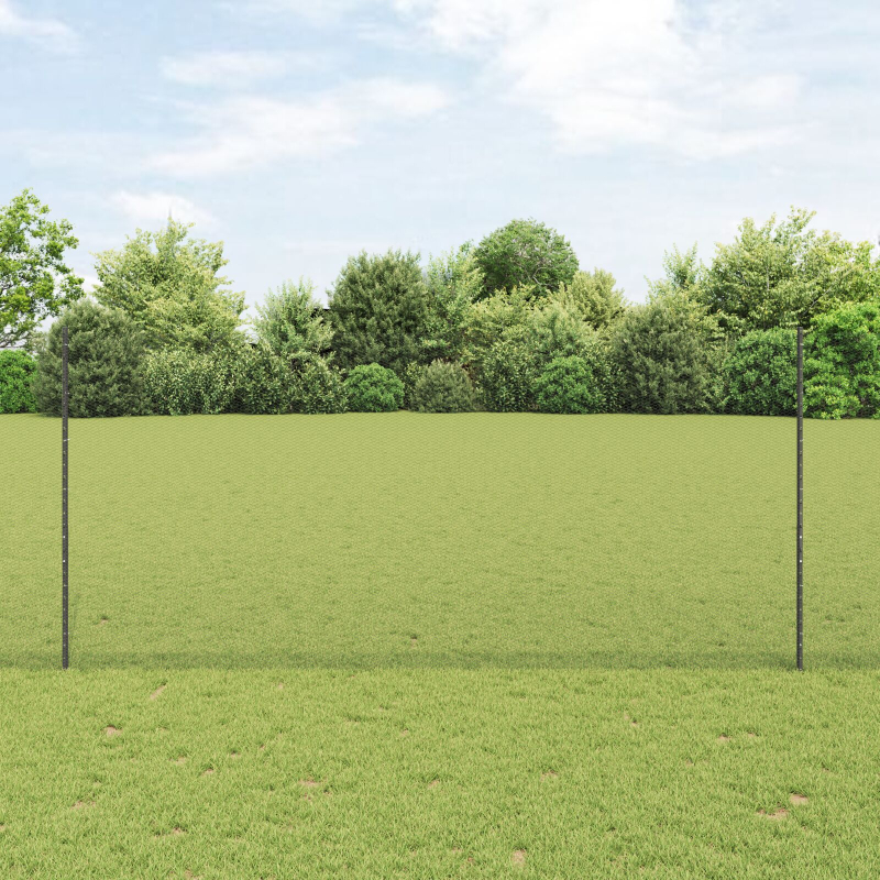 Zaunpfosten 22 Stück U-Kanal Grau 140 cm Stahl, Sechseckiger Zaun Grau 1,4x25 m Stahl