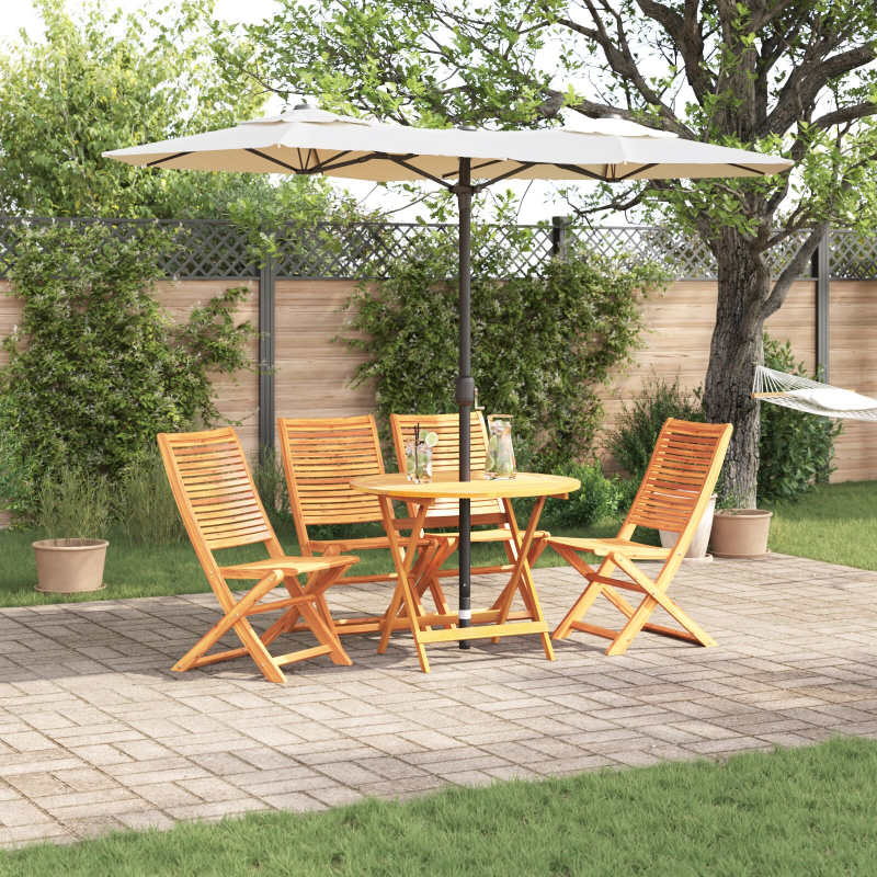 5-teiliges Garten-Esszimmer-Set aus massivem Akazienholz