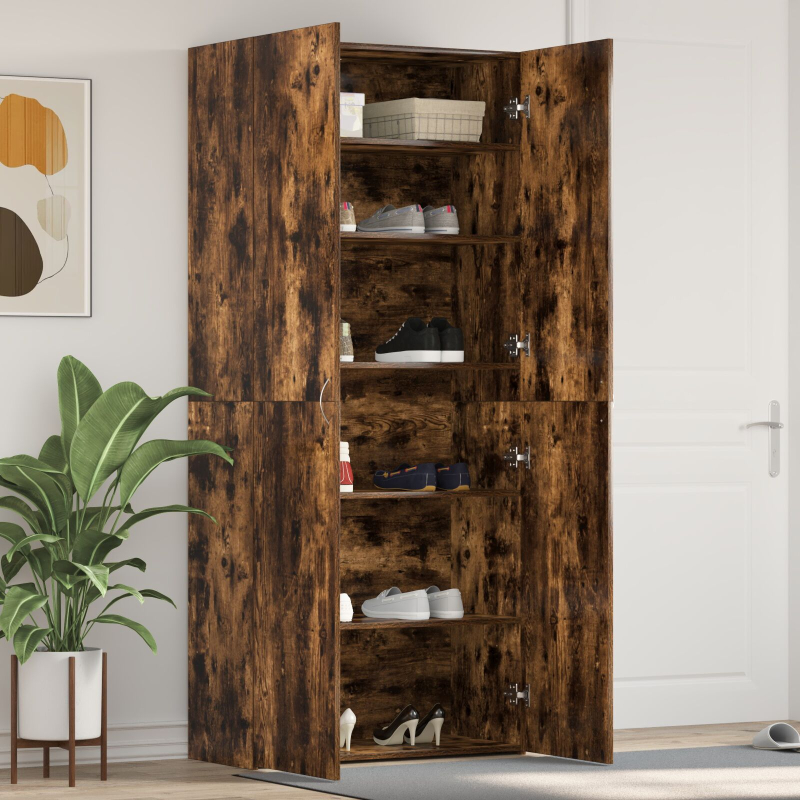 Schuhschrank Raucheiche 80x35,5x180 cm Holzwerkstoff