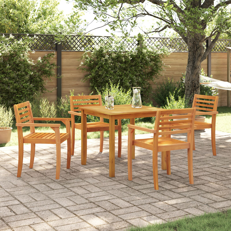 5-teiliges Garten-Esszimmer Set aus massivem Akazienholz