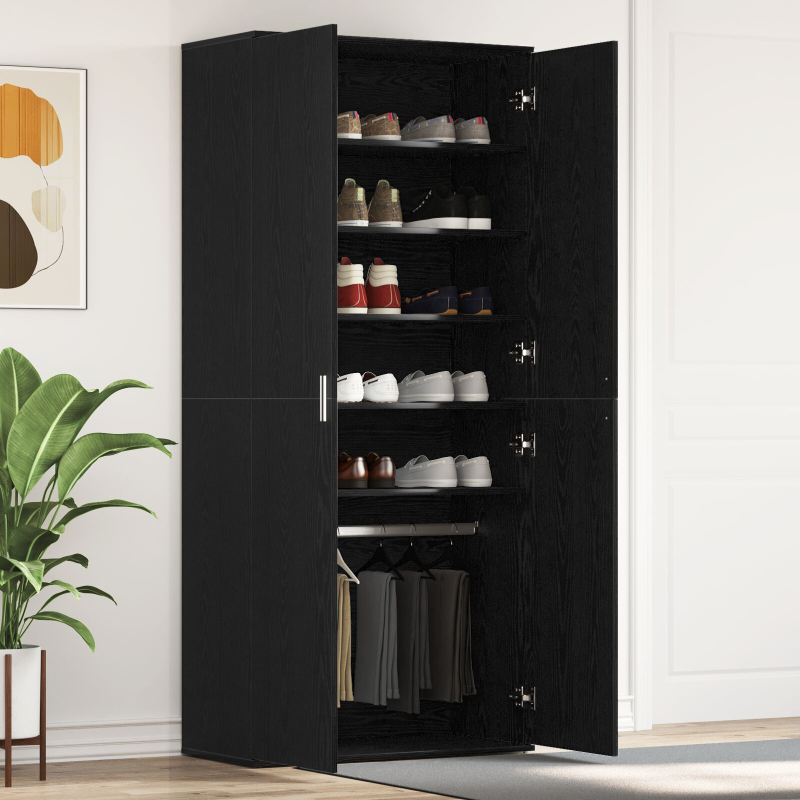 Schuhschrank Schwarze Eiche 80x39x180 cm Holzwerkstoff