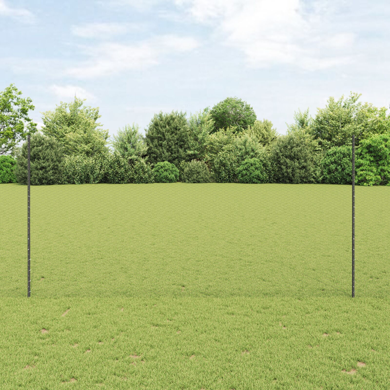 Zaunpfosten 22 Stück U-Kanal Grau 160 cm Stahl, Sechseckzaun Grau 1,6x50 m Stahl